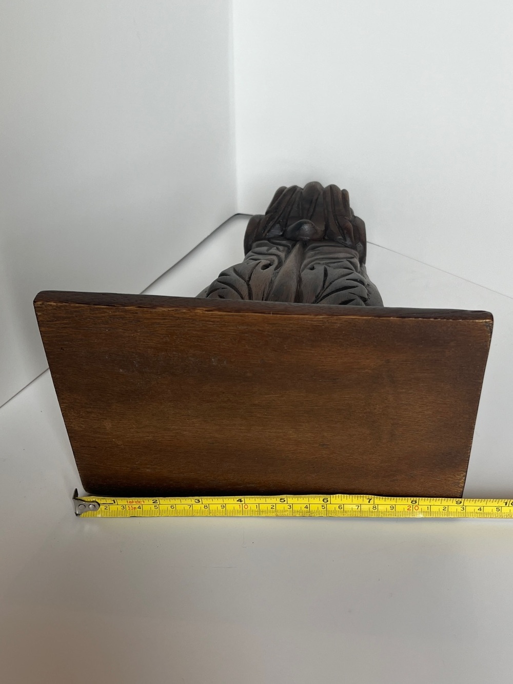 Solid Wood Dark Brown Wall Display Shelf Bracket - Classic Carved Accent - Picture 9 of 12